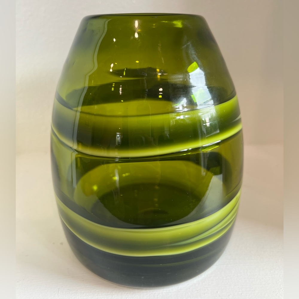 MURANO ART GLASS Sasso Vase Luciano Gaspari Salviati Green swirl 1960’s Vintage